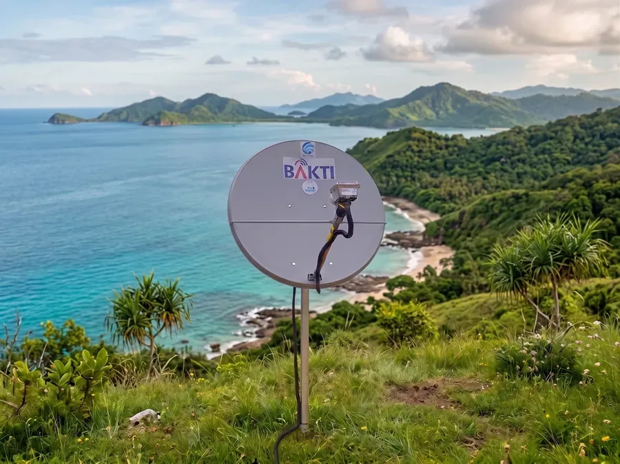 Antena parabola satelit VSAT BAKTI BKU di remote area kepulauan
